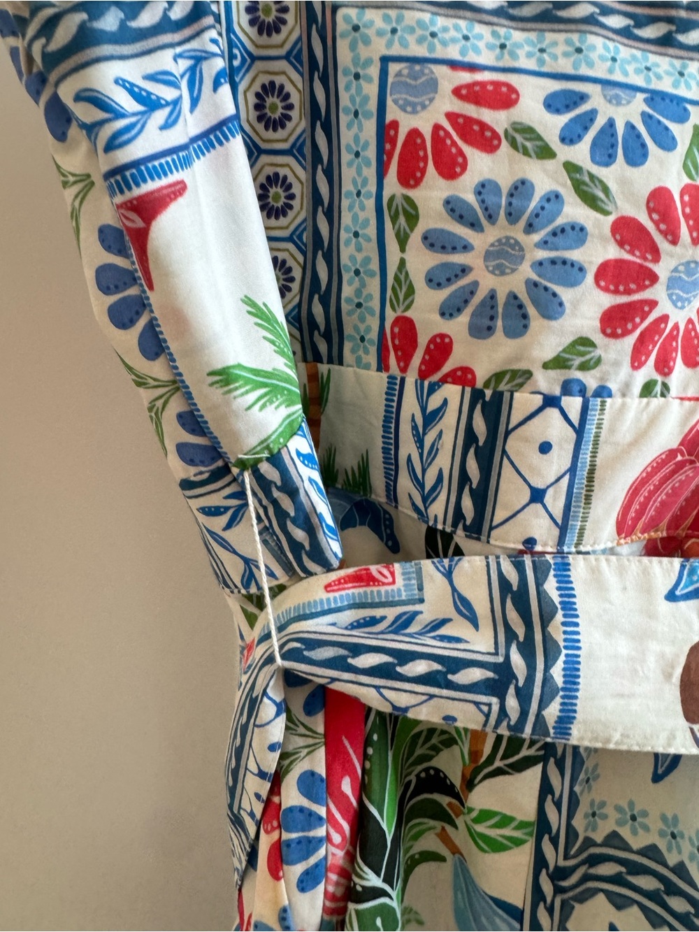 FARM Rio White Floral Parrot Printed Jumpsuit with Blue Straps - Picture 7 of 11